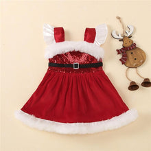 Load image into Gallery viewer, Baby Girls Christmas Romper Dress Fly Sleeve Sequins Romper Dress for Kids Toddler Girls Dresses For Girl In Elegant Christmas Style