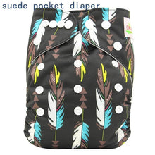 Load image into Gallery viewer, Newborn Cloth Diaper Sewed in Charcoal Bamboo Insert and Suede Pocket Diapers Waterproof Baby Nappies Design for Baby