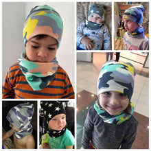 Load image into Gallery viewer, Modern Children Hat Scarf Set Camouflage Print Cotton Baby Beanie Collar for Baby Boy/Girl Cap Kids Warm Hats Scarves Design