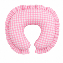 Load image into Gallery viewer, Pink Gingham Ruffle Nursing Pillow Cover