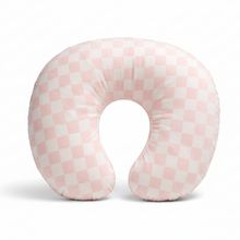 Load image into Gallery viewer, Pink & White Checkered Nursing Pillow Cover
