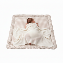 Load image into Gallery viewer, Beige Gingham Padded Baby Play Mat