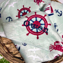 Load image into Gallery viewer, Ahoy Little One Hooded Baby Towel