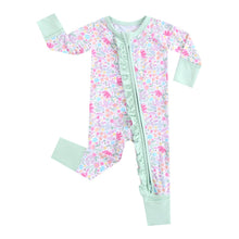Load image into Gallery viewer, Tiny Blooms Ruffled Zippered Baby Romper