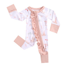 Load image into Gallery viewer, Beach Baby Ruffled Zippered Baby Romper