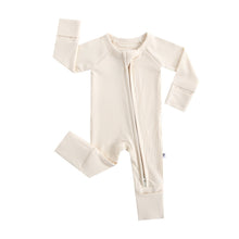 Load image into Gallery viewer, Oatmeal Ribbed Zippered Baby Romper