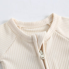 Load image into Gallery viewer, Oatmeal Ribbed Zippered Baby Romper