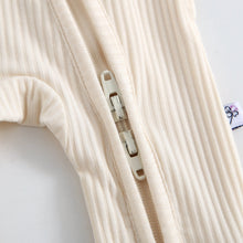 Load image into Gallery viewer, Oatmeal Ribbed Zippered Baby Romper