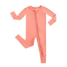 Load image into Gallery viewer, Joyful Coral Zippered Baby Romper