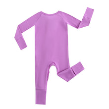 Load image into Gallery viewer, Luxie Lavender Ruffled Zipper Baby Romper