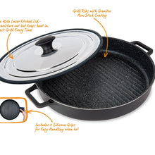 Load image into Gallery viewer, MASTERPAN Nonstick Stovetop Oven Grill Pan & Stainless Steel Lid, Black 12" (30cm)