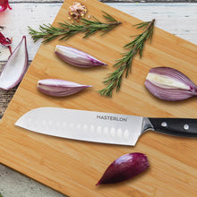 Load image into Gallery viewer, MASTERPAN Essential Chef’s Knife Bundle - 8" Chef’s Knife, 8" Slicer Knife & 7" Santoku Knife - Stainless Steel Blades with Protective Covers