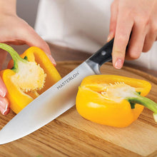 Load image into Gallery viewer, MASTERPAN Essential Chef’s Knife Bundle - 8" Chef’s Knife, 8" Slicer Knife & 7" Santoku Knife - Stainless Steel Blades with Protective Covers