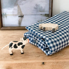 Load image into Gallery viewer, Navy Gingham Crib Quilted Blanket