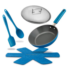 Load image into Gallery viewer, MASTERPAN Ceramic Nonstick Stovetop Oven Frypan & Skillet & Stainless Steel Lid Set, Azure Color 9.5"(24cm)