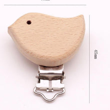 Load image into Gallery viewer, Modern Wood Naural Nipple Chain Accessories BPA Free Cute Modelling Beech Pacifier Clip Small Elephant Heart-shaped Holder for Pacifier