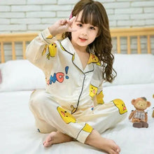Load image into Gallery viewer, Autumn Winter Long Sleeve Kid Sleepwear Set Silk Pajamas Set Boys Pajamas Sets For Kids Home Cloth Girls Pajamas Set Kids Pajamas Sets Girls Cartoon Pattern Night Suit Children Sleepwear Pajamas Kids Silk Nightwear