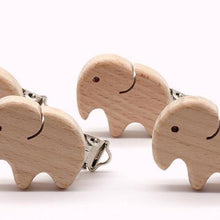 Load image into Gallery viewer, Modern Wood Naural Nipple Chain Accessories BPA Free Cute Modelling Beech Pacifier Clip Small Elephant Heart-shaped Holder for Pacifier