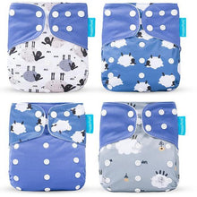 Load image into Gallery viewer, 4pcs/set Washable Eco-Friendly Cloth Diaper Cover Adjustable Nappy Cloth Diapers Cloth Nappy For Baby Boys and Grils Baby