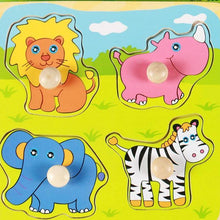 Load image into Gallery viewer, New Hand Grab Board Wooden Puzzle Toys for Children Cartoon Animal Fruit Kids Baby Early Educational Learning Toy