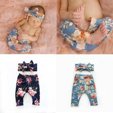 Load image into Gallery viewer, Baby Girls Floral Printed Elastic Waist Big Flower Bottoms Leggings Pants Toddler Trousers With Bow In Set For Girls And Baby and Newborn Baby