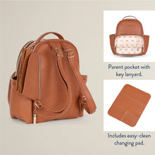 Load image into Gallery viewer, Cognac Itzy Mini Plus Diaper Bag Backpack
