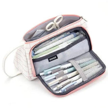 Load image into Gallery viewer, Big Storage Large Capacity Pencil Case Kids Pencil Bag For Students Vintage Grid Print Fabric Stationary Bag School Supply