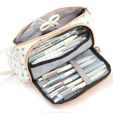Load image into Gallery viewer, Big Storage Large Capacity Pencil Case Kids Pencil Bag For Students Vintage Grid Print Fabric Stationary Bag School Supply