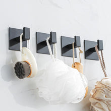 Load image into Gallery viewer, Black Self-Adhesive Wall Hooks For Hanging Keys Clothes Hanger Door Robe Hook Coat Rack Towel Holder Bathroom Accessories Matte Black Finish Wall Mount Coat Hat Door Hook Hanger Bathroom Accessories
