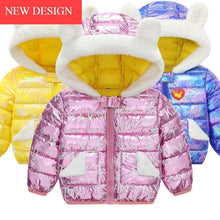Load image into Gallery viewer, Shiny Modern Luxury Speciall Designed Winter Outerwear Hooded Coat & Jacket Winter Fashion Kids clothing Models For Babies and Girls 3-24 Months
