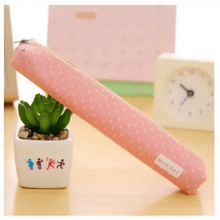 Load image into Gallery viewer, Classic Simple Candy Color Slim Canvas Pencil Pouch Pencil Bag For School Office Dot Printed Students Pencil Case