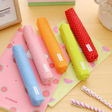 Load image into Gallery viewer, Classic Simple Candy Color Slim Canvas Pencil Pouch Pencil Bag For School Office Dot Printed Students Pencil Case