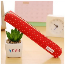 Load image into Gallery viewer, Classic Simple Candy Color Slim Canvas Pencil Pouch Pencil Bag For School Office Dot Printed Students Pencil Case