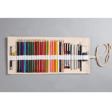 Load image into Gallery viewer, Colorful Roll Up Pencil Case Canvas Flowers Style Colored Pencils Wrap Multi-Purpose Pen Holder Cute Case
