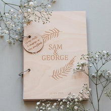 Load image into Gallery viewer, Custom Engraved Classic Oak Tree Wood Wedding Guest Book Rustic Wedding Decor Paper Photo Album Scrapbook Paper Baby Family Scrapbook Albums Family Anniversary Gift For Couple