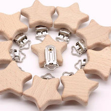Load image into Gallery viewer, Modern Wood Naural Nipple Chain Accessories BPA Free Cute Modelling Beech Pacifier Clip Small Elephant Heart-shaped Holder for Pacifier