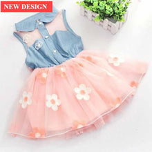 Load image into Gallery viewer, Children's Wear Dress Girls Dresses For Party and Wedding with 100% Cotton Striped Lapel Fly Sleeves