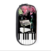 Load image into Gallery viewer, Elegant Music Note Piano Pen Case Holder Stylish Black/White Pencil Bag Guitar Pencil Case Unique Stationery Case For School