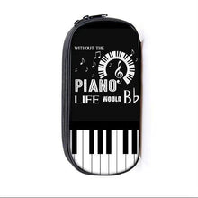 Load image into Gallery viewer, Elegant Music Note Piano Pen Case Holder Stylish Black/White Pencil Bag Guitar Pencil Case Unique Stationery Case For School