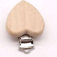 Load image into Gallery viewer, Modern Wood Naural Nipple Chain Accessories BPA Free Cute Modelling Beech Pacifier Clip Small Elephant Heart-shaped Holder for Pacifier