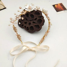 Load image into Gallery viewer, Handamde Lucury Hair Accessories For Girls Kids Flower Crown Adjustable Flower Headband Pearls Head Wreath For Girls