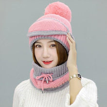 Load image into Gallery viewer, Hats Women Winter Knitted Velvet Thick Bib Mask Ear Protector Skellies Beanie Hat Riding Caps Female Warm Wool Cap Outdoor Sport Warm Beanies Hat For Men Knitted Hats Bandana Hiking Camping Kid Beanie Cap Mask Scarf Hat Set Neck Warmer Cap