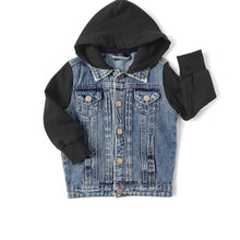 Load image into Gallery viewer, Hooded Denim Jacket - Black