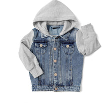 Load image into Gallery viewer, Hooded Denim Jacket - Grey