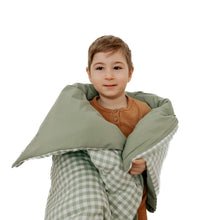 Load image into Gallery viewer, Green Gingham Solid Quilted Blanket