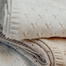 Load image into Gallery viewer, Vanilla White Pointelle Knit Blanket