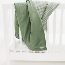 Load image into Gallery viewer, Green Gingham Solid Quilted Blanket