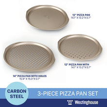 Load image into Gallery viewer, Pizza Pan Set, Carbon Steel, 3-pc (2x12" + 1x14" Pans)