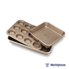Load image into Gallery viewer, Baking Pan Set, Carbon Steel, 3-pc (Squre Pan, Muffin Pan + Rectangle Deep Tray)