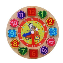Load image into Gallery viewer, Montessori Cartoon Animal Educational Wooden Beaded Geometry Digital Clock Puzzles Matching Clock Toy For Children